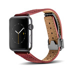 Red Leather Deployant Band // 42mm (Space Gray Aluminum)
