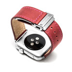 Red Leather Deployant Band // 42mm (Space Gray Aluminum)