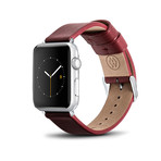 Red Classic Leather Band // 42mm (Rose Gold Aluminum)