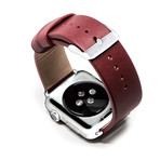 Red Classic Leather Band // 42mm (Rose Gold Aluminum)