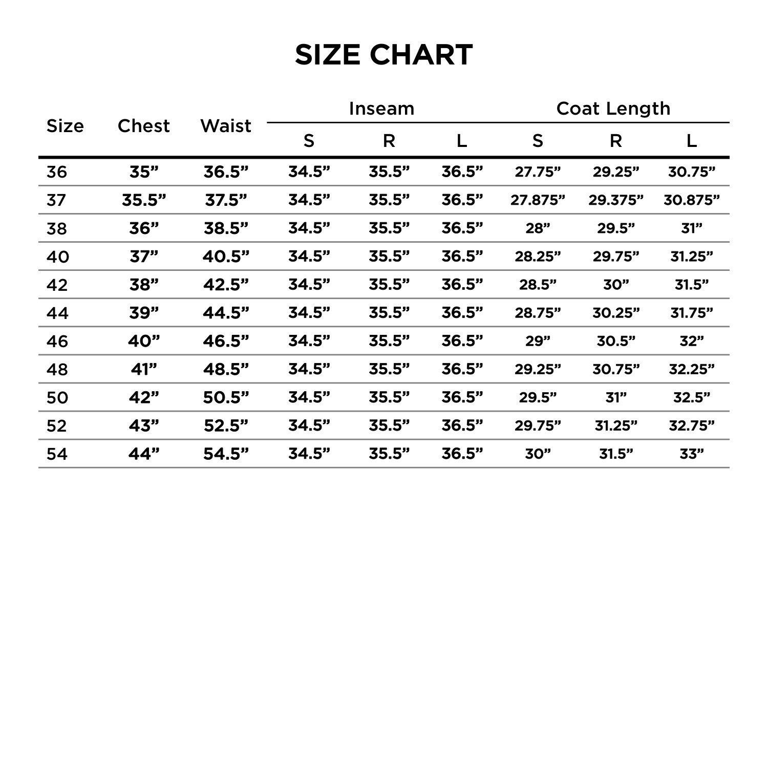 Ike Behar Size Chart