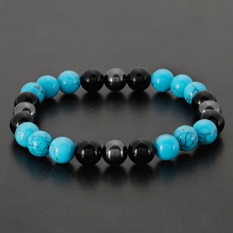 Turquoise Onyx + Hematite Bead Bracelet