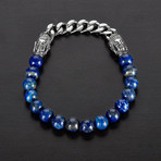 Lapis Lazuli Stainless Steel Buddha Bead Stretch Bracelet