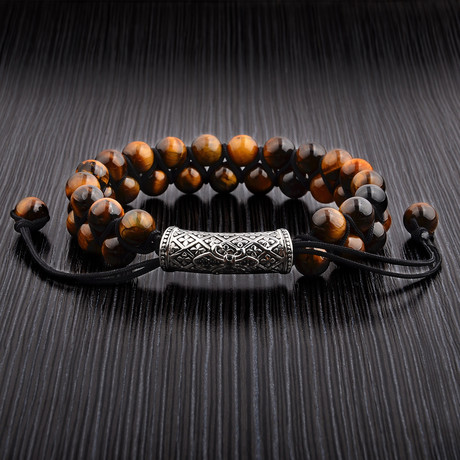 Tiger Eye + Stainless Steel Double Layered Bracelet