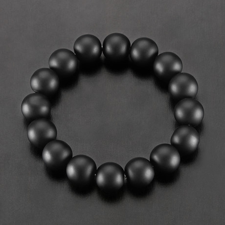 Black Matte Onyx Stone Bead Stretch Bracelet