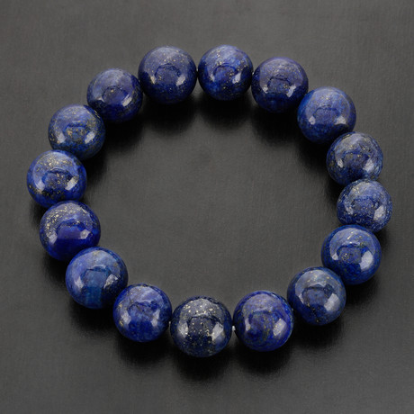 Lapis Lazuli Blue Stone Bead Stretch Bracelet