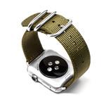 Olive Nylon Band // 38mm (Silver Stainless Steel)