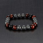 Red Tiger Eye + Onyx + Hematite Bead Stretch Bracelet