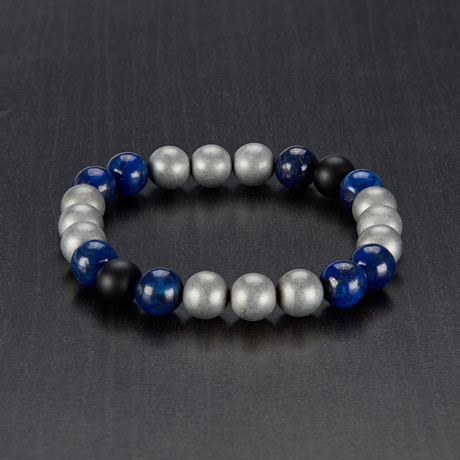 Sodalite + Onyx + Hematite Bead Stretch Bracelet