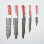 Salmon Hammered Damascus Set