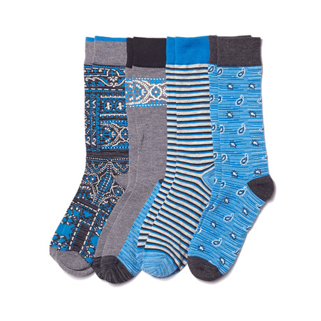 Bandana Sock // Blue + Black // Pack Of 4