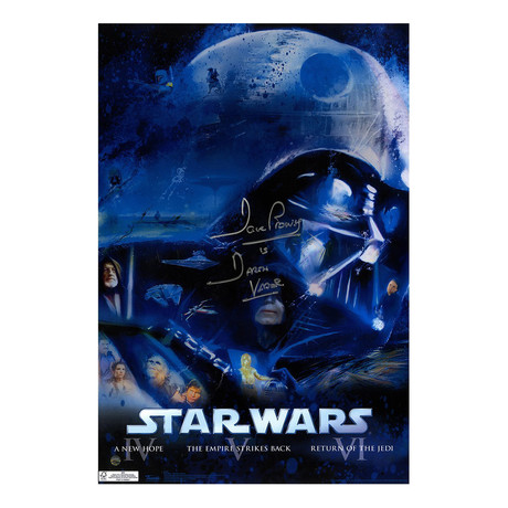David Prowse Signed Star Wars Original Trilogy Blu Ray Movie Poster