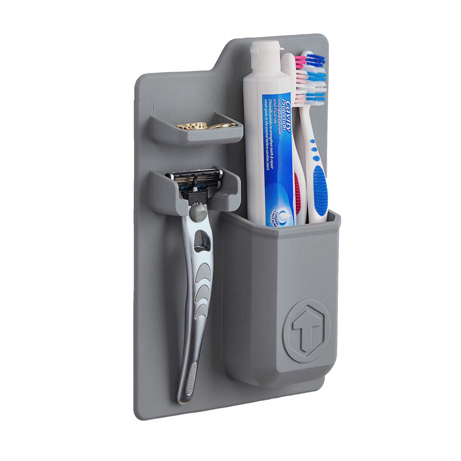Toothbrush/Razor Holder + Mirror Pack // Grey  Tooletries  Touch of