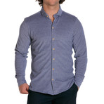 L/S Knit Button Down Shirt // Atlantic Blue (S)
