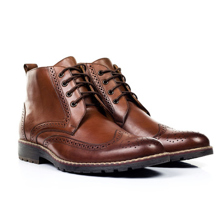 Leather Wingtip Ankle Boot // Brown (Euro: 40)