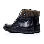 Knitted Ankle Lug Sole Boot // Black + Brown (Euro: 40)