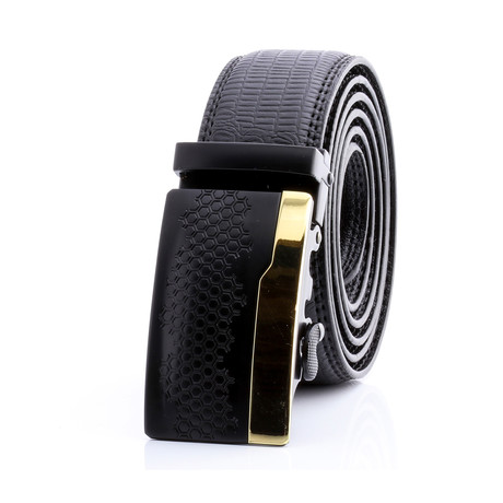 Nathaniel Automatic Adjustable Belt // Black + Gold