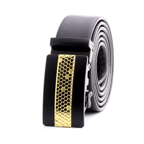 Milan Automatic Adjustable Belt // Black + Gold
