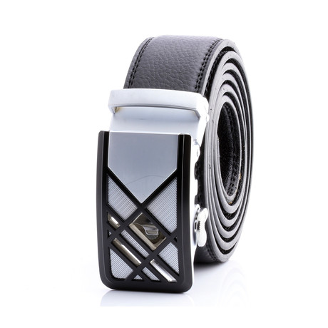 Andreas Automatic Adjustable Belt // Black + Silver + White