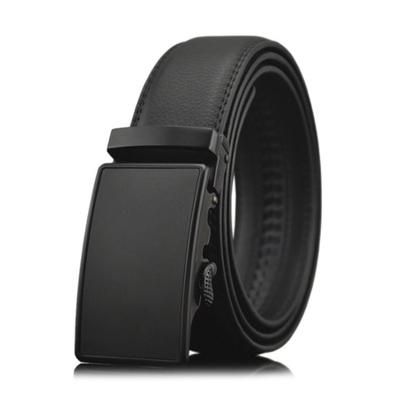Milan Automatic Adjustable Belt // Black + Metallic Black Buckle
