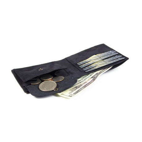 Classic Slim Fold Wallet + Coins Pocket (Brown)