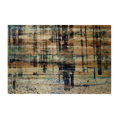 Stormy Night Painting Print // Natural Pine Wood (18"W x 12"H x 1.5"D)