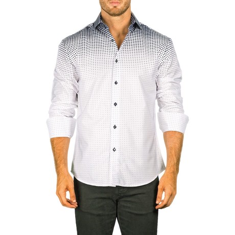 Long-Sleeve Button-Down Gradient Shoulder Shirt // White (XS)