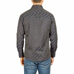 Long-Sleeve Button-Down Shadow Stripe Shirt // Black (XS)