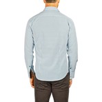Long-Sleeve Button-Down Micro-Check Shirt // Turquoise (S)