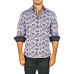 Long-Sleeve Button-Down Paisley Shirt // Purple (M)
