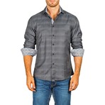 Long-Sleeve Button-Down Plaid Shirt // Black (2XL)