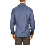 Long-Sleeve Button-Down Medium Grid Shirt // Navy (2XL)