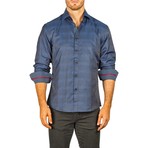 Long-Sleeve Button-Down Plaid Shirt // Navy (3XL)