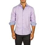 Long-Sleeve Button-Down Dot + Square Shirt // Pink (2XL)