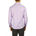 Long-Sleeve Button-Down Dot + Square Shirt // Pink (S)