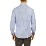 Long-Sleeve Button-Down Pin Dot Shirt // Blue (2XL)