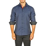 L/S Button-Down Circles Shirt // Navy (M)