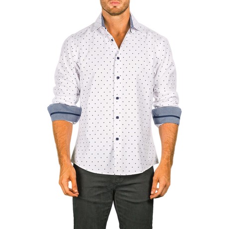 Long-Sleeve Button-Down Emblem Mark Shirt // White (XS)