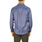 Long-Sleeve Button-Down Paisley + Dotted Shirt // Blue (3XL)