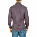 Long-Sleeve Button-Down Outlined Circles Shirt // Purple (S)