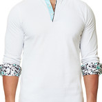 Abstract Long-Sleeve Polo // White (XS)