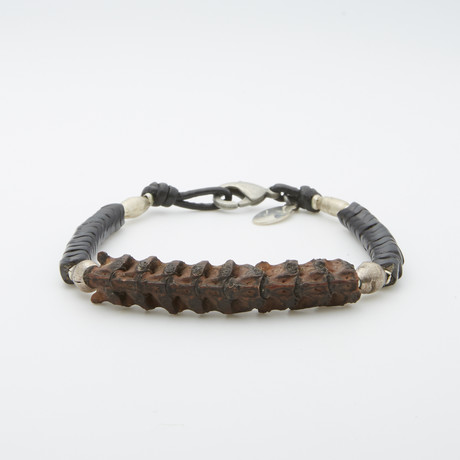 Snake Vertebrae + Black Snake Glass Bracelet (8")