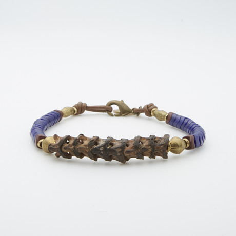 Snake Vertebrae + Indigo Snake Glass Bracelet (8")