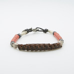 Snake Vertebrae + Red Snake Glass Bracelet (8")