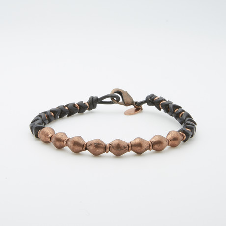 Copper Bicone + Snake Glass Bracelet (8")