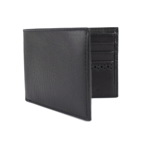 Wellbrook Brogue Bi-Fold Wallet // Black