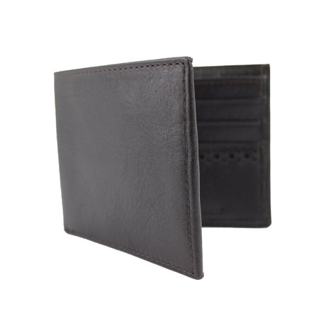Wellbrook Brogue Bi-Fold Wallet // Brown