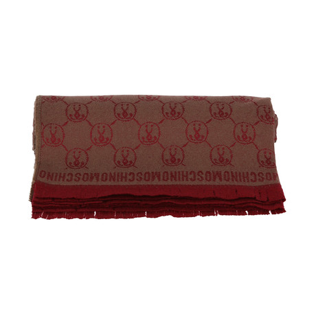Moschino Logo Design Blanket // Red + Tan