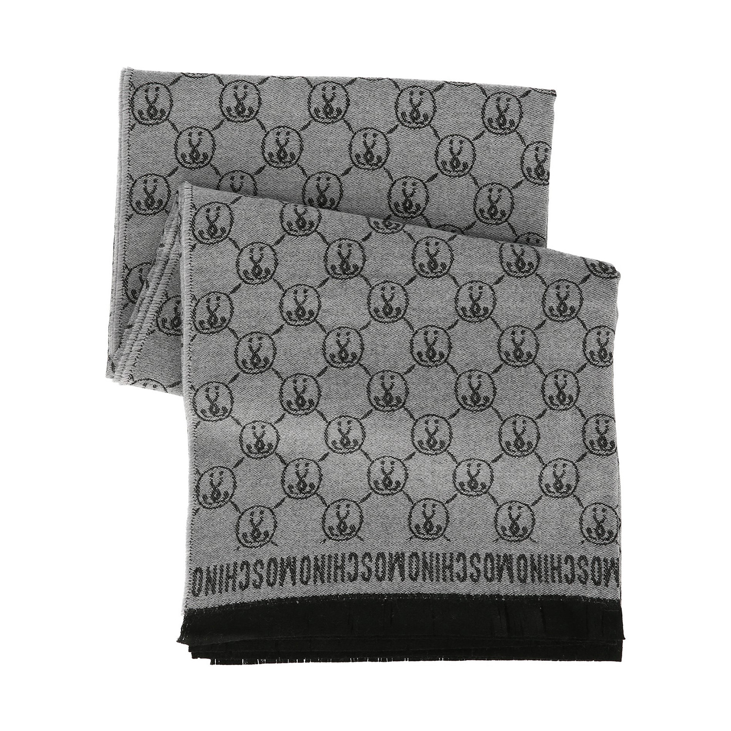 Moschino White & Blue Graphic Print Blanket