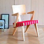 Spanner Lounge Chair (Light Birch + Red)